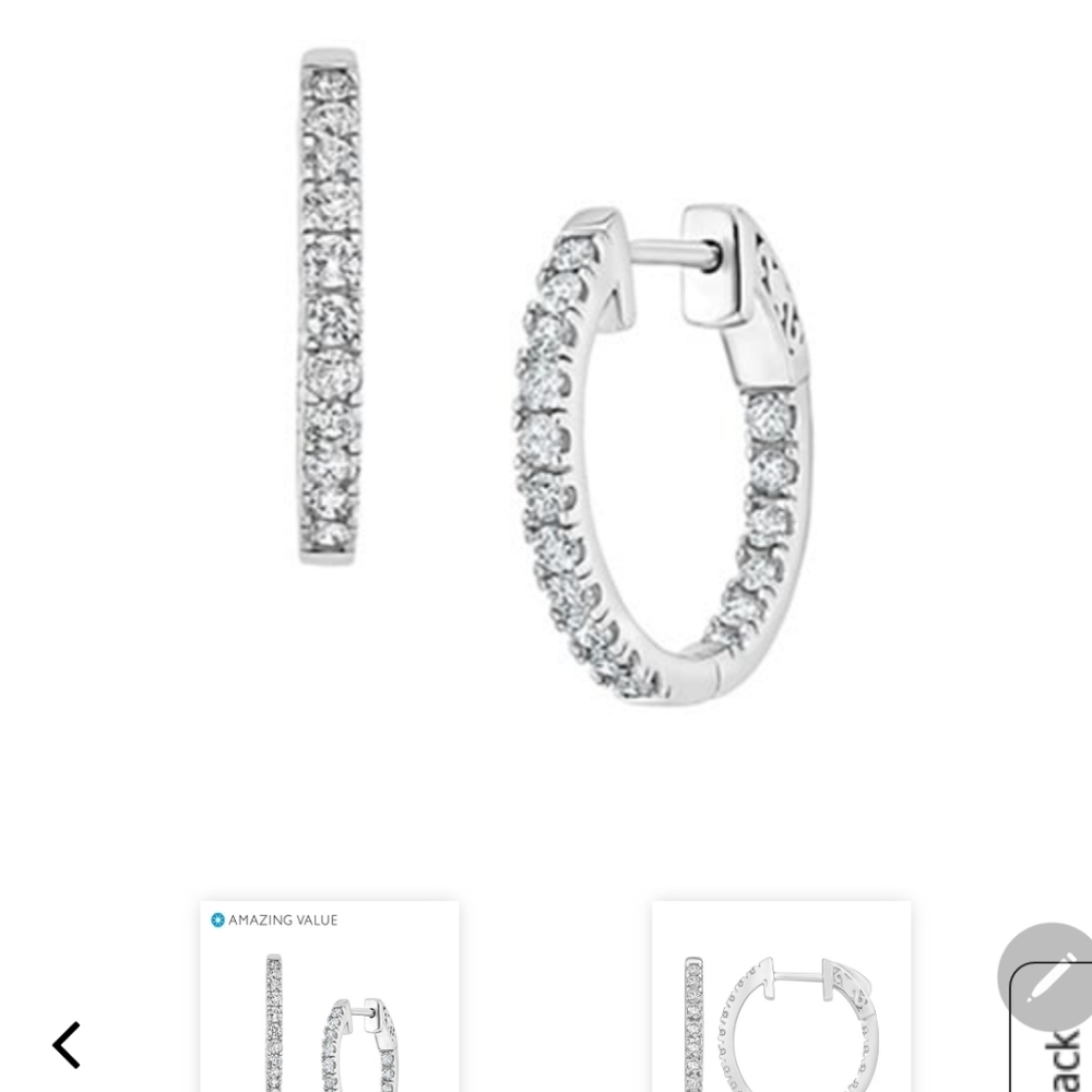 1ct. Tw. Diamond hoop earrings 10k white gold